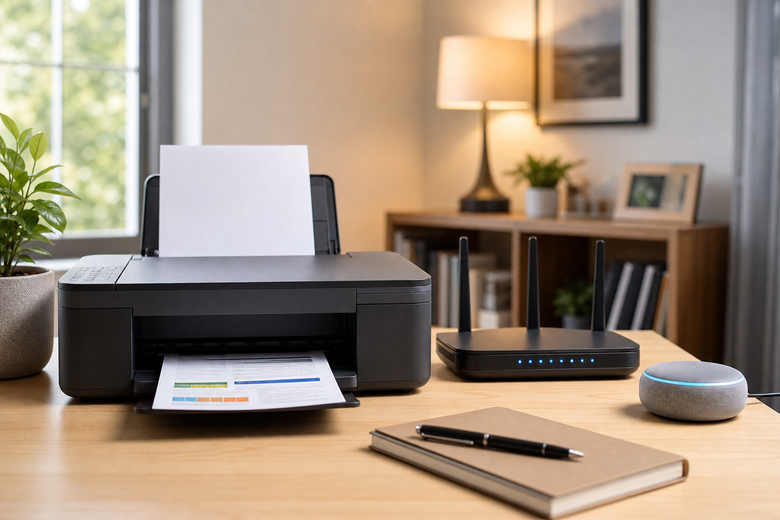 Imprimante dans un bureau lumineux